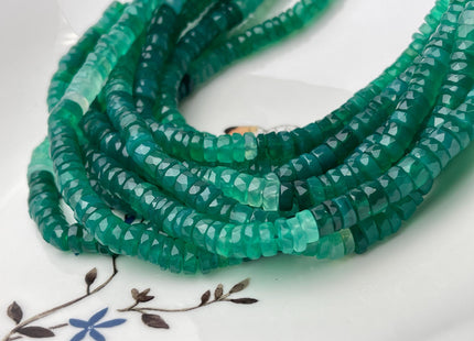 6mm 7mm Faceted Rondelle Heishi Tire Green Onyx Gemstone Beads Genuine Gemmy Quality Green Onyx Loose Beads 16 Inches #4531