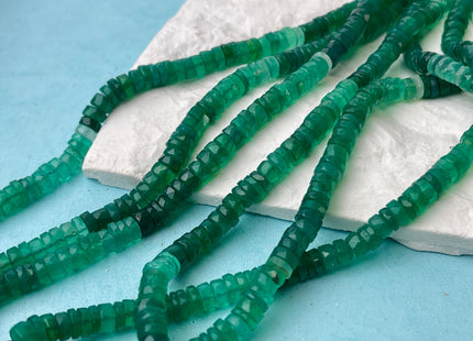 6mm 7mm Faceted Rondelle Heishi Tire Green Onyx Gemstone Beads Genuine Gemmy Quality Green Onyx Loose Beads 16 Inches #4531