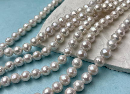 9-10 mm AA Natural White Edison Freshwater Pearl Beads High Luster Genuine Quality Off Round Edison Pearls #P2854