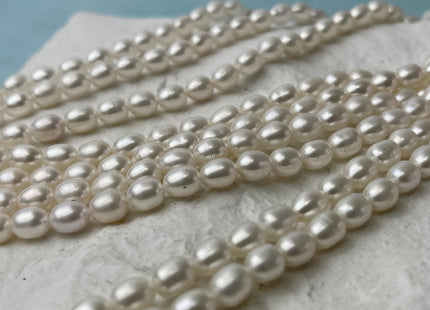 4-5x5-6 mm AA Natural White Rice/Oval Freshwater Pearl Genuine Natural Small White Pearl Beads #P2852