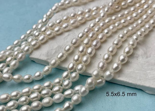 4-5x5-6 mm AA Natural White Rice/Oval Freshwater Pearl Genuine Natural Small White Pearl Beads #P2852