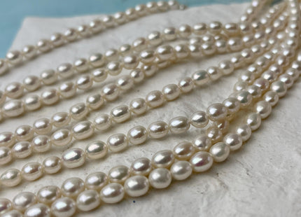 4-5x5-6 mm AA Natural White Rice/Oval Freshwater Pearl Genuine Natural Small White Pearl Beads #P2852