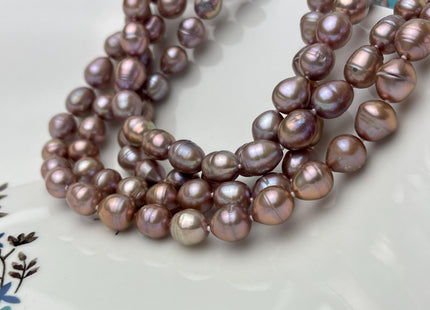 9-10x11-12 mm 40/54/64 Inches Hand Knotted Mauve Pink Color Rice Freshwater Pearl Necklaces #P2857