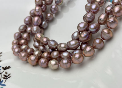 9-10x11-12 mm 40/54/64 Inches Hand Knotted Mauve Pink Color Rice Freshwater Pearl Necklaces #P2857
