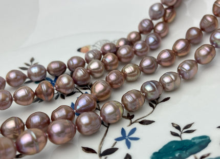 9-10x11-12 mm 40/54/64 Inches Hand Knotted Mauve Pink Color Rice Freshwater Pearl Necklaces #P2857