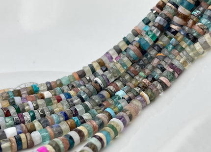 6mm 7mm All Natural Mixed Amethyst Lapis Chalcedony Emerald Green Garnet Pink Opal Faceted Rondelle Heishi Beads 16 Inches #4534