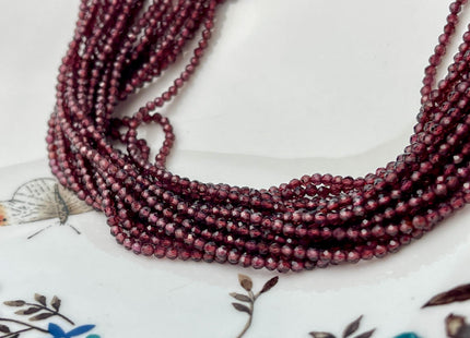 2mm Faceted Round Tiny Red Garnet Gemstone Beads 13 Inches Strand #2037