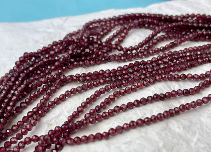 2mm Faceted Round Tiny Red Garnet Gemstone Beads 13 Inches Strand #2037
