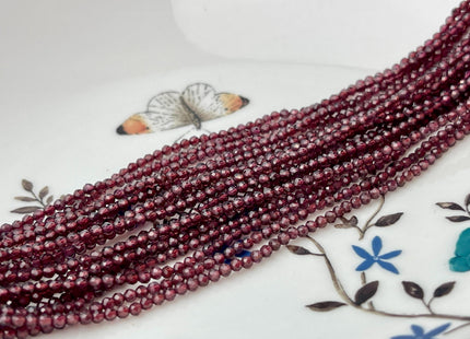 2mm Faceted Round Tiny Red Garnet Gemstone Beads 13 Inches Strand #2037