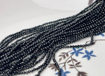 2 mm Faceted Round Tiny Black Spinel Gemstone Beads 13 Inches strand #2026