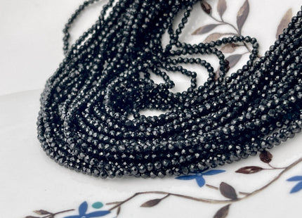 2 mm Faceted Round Tiny Black Spinel Gemstone Beads 13 Inches strand #2026