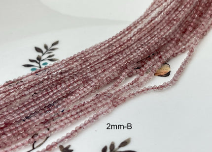 2 mm Faceted Round Tiny Pink Strawberry Quartz Gemstone Beads 13 Inches Strand #2510