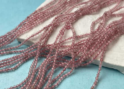 2 mm Faceted Round Tiny Pink Strawberry Quartz Gemstone Beads 13 Inches Strand #2510