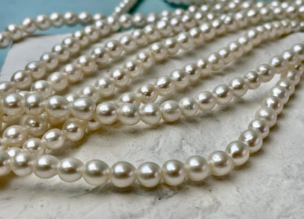 6.5-7mm AAA Rare Half/Full Strand Natural White Edison Pearls Genuine High Luster Off Round Edison Pearl Hole Size 2.1mm #P2859