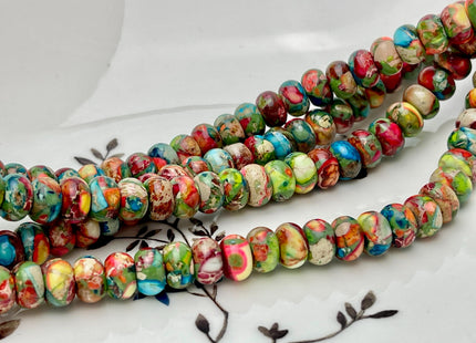 2.5x4.5 mm 5x8 mm Smooth Rondelle Impression Jasper Sea Sediment Jasper Beads Rainbow Pink Green Turquoise Blue Purple Color #4535