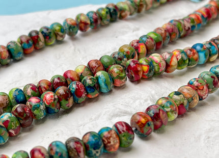 2.5x4.5 mm 5x8 mm Smooth Rondelle Impression Jasper Sea Sediment Jasper Beads Rainbow Pink Green Turquoise Blue Purple Color #4535
