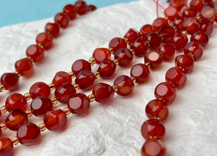 6mm 8mm Faceted Star Cut Red Carnelian Gemstone Beads 15 Inches Strand #4198