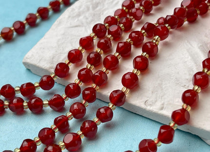 6mm 8mm Faceted Star Cut Red Carnelian Gemstone Beads 15 Inches Strand #4198