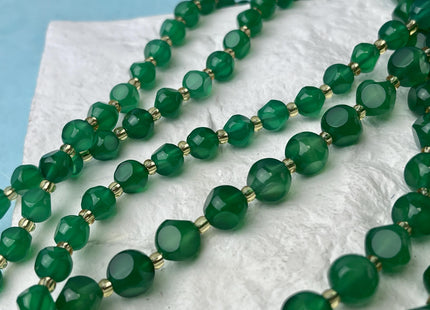 6mm 8mm Faceted Star Cut Green Onyx Gemstone Beads 15 Inches Strand #4538
