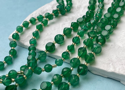 6mm 8mm Faceted Star Cut Green Onyx Gemstone Beads 15 Inches Strand #4538