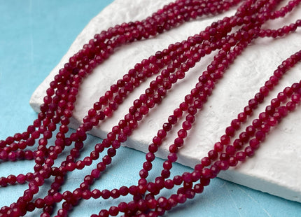 2 mm Faceted Round Ruby Color Pink Aventurine Gemstone Beads 13 Inches Strand #4542