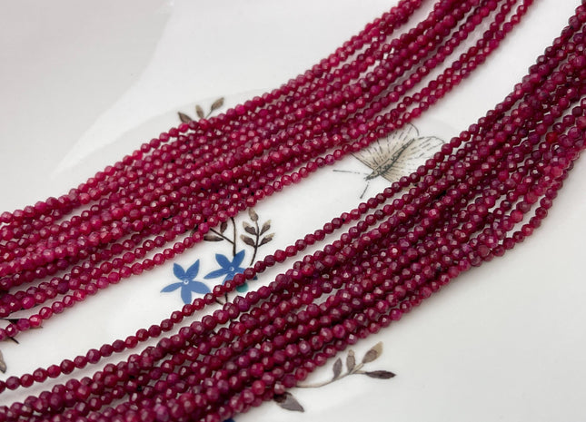 2 mm Faceted Round Ruby Color Pink Aventurine Gemstone Beads 13 Inches Strand #4542