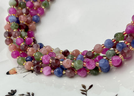 6mm Star Cut Tourmaline Color Jade Gemstone Beads Pink Green Blue Color 48 Beads #4541