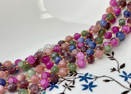 6mm Star Cut Tourmaline Color Jade Gemstone Beads Pink Green Blue Color 48 Beads #4541