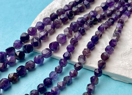 6mm 8mm Faceted Star Cut Purple Amethyst Gemstone Beads 15 Inches Strand #4543