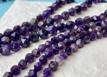 6mm 8mm Faceted Star Cut Purple Amethyst Gemstone Beads 15 Inches Strand #4543