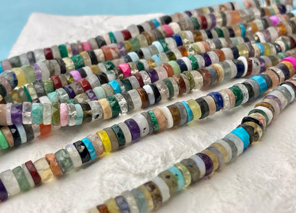 6mm 7mm All Natural Mixed Amethyst Lapis Chalcedony Emerald Green Garnet Pink Opal Faceted Rondelle Heishi Beads 16 Inches #4546
