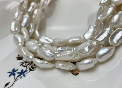 8-10x12-15 mm AAA High Luster Limited Edition Natural White Biwa Keshi Freshwater Pearls Genuine Keshi Paddle Pearl Beads #545