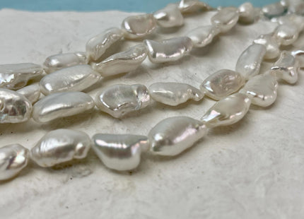 9-10x15 mm AAA High Luster Limited Edition Natural White Biwa Keshi Freshwater Pearls Beads, Genuine Natural Keshi Paddle Pearls #545