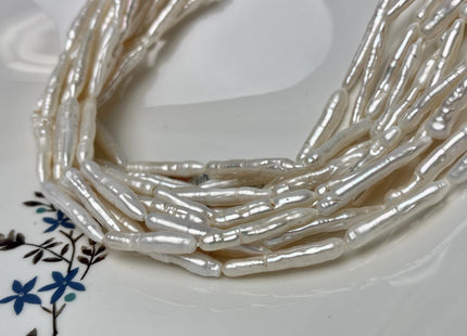 5-7x20-35 mm Natural White Biwa Stick Freshwater Pearls Genuine Natural White Long Stick Pearls 13-17 Beads #P2865