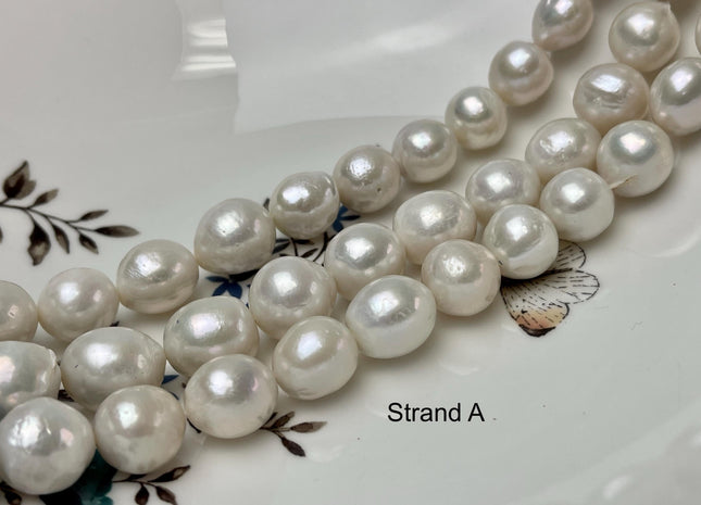 12-13.5-14 mm AA Natural White Baroque Freshwater Pearl Beads High Luster Genuine Natural White Color Baroque Edison Pearls #1485
