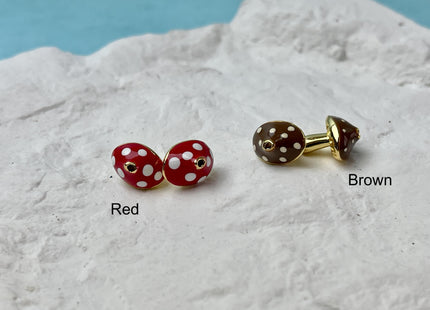 Mushroom Design Spacer Bead Charms for Necklace Jewelry Making, 18K Gold Plated Enamel Charm for DIY Jewelry, One Piece #CR0080
