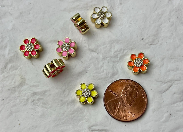 Flower Design Spacer Bead Charms for Necklace Jewelry Making, 18K Gold Plated Enamel Charm for DIY Jewelry, One Piece #CR0081