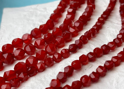 6mm 8mm Faceted Star Cut Red Carnelian Gemstone Beads 15 Inches Strand #4549