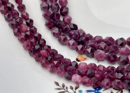 6mm 8mm Faceted Star Cut Red Garnet Gemstone Beads 15 Inches Strand #4548