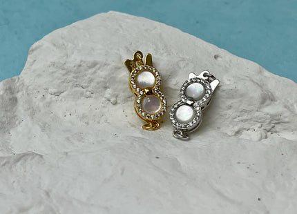 8x18 mm 925 Sterling Silver/Gold Extra Shiny Eight Glasses Shape Clasp Sterling Silver Findings Mother Of Pearl Silver Clasps W/ CZ #10324