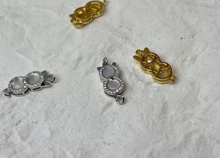 8x18 mm 925 Sterling Silver/Gold Extra Shiny Eight Glasses Shape Clasp Sterling Silver Findings Mother Of Pearl Silver Clasps W/ CZ #10324