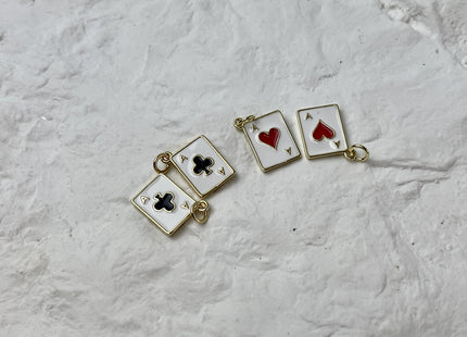 Ace Card Design Charms for Necklace Jewelry Making, 18K Gold Plated Charm Enamel Colored Medallion Pendant for DIY, One Piece #CR0088
