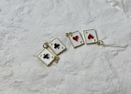 Ace Card Design Charms for Necklace Jewelry Making, 18K Gold Plated Charm Enamel Colored Medallion Pendant for DIY, One Piece #CR0088