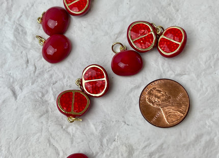 Pomegranate Fruit Design Charms for Necklace Jewelry Making, 18K Gold Plated Charm Enamel Colored Medallion Pendant DIY, One Piece #CR0089