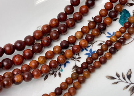 6mm 8mm 10mm 12mm Smooth Round Dark Red and Brown Tiger Skin Natural Sandalwood Beads Aromatic Wood Meditation Beads #4552