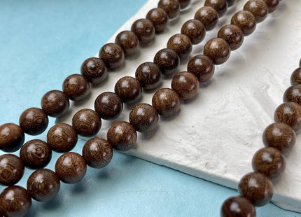 6mm 8mm 10mm 12mm Smooth Round Dark Brown Natural African Wenge Wood Beads Aromatic Wenge Wood Meditation Beads #4553