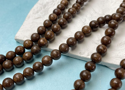 6mm 8mm 10mm 12mm Smooth Round Dark Brown Natural African Wenge Wood Beads Aromatic Wenge Wood Meditation Beads #4553