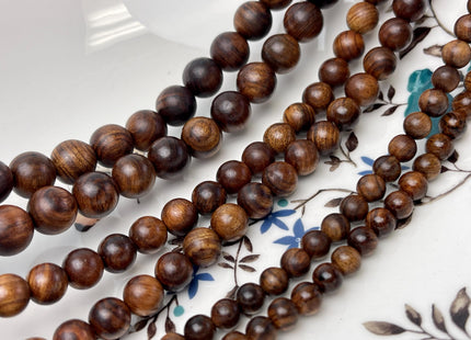 6mm 8mm 10mm 12mm Smooth Round Dark Brown Tiger Skin Natural Sandalwood Beads Aromatic Wood Meditation Beads #4555
