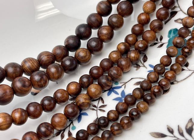 6mm 8mm 10mm 12mm Smooth Round Dark Brown Tiger Skin Natural Sandalwood Beads Aromatic Wood Meditation Beads #4555