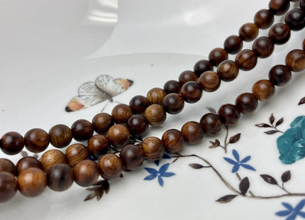 6mm 8mm 10mm 12mm Smooth Round Dark Brown Tiger Skin Natural Sandalwood Beads Aromatic Wood Meditation Beads #4555